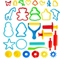KIDDY DOUGH Tool Kit for Kids - Party Pack w/ Animal Shapes - Includes 24 Colorful Cutters, Molds, Rollers & Play…