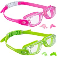 Kids Swim Goggles, Pack of 2 Swimming Goggles for Children Teens, Anti-Fog Anti-UV Youth Swim Glasses Leak Proof for…