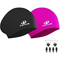 Womens Silicone Swim Cap for Long Hair,3D Ergonomic Design Silicone Swimming Caps for Women Kids Men Adults Boys Girls…