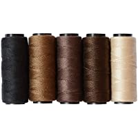 5 Rolls Sewing Threads Using for Hand Sewing Hair Extensions Making Wigs DIY (Black, Brown, Dark Brown, Beige, Khaki)