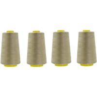 Mandala Crafts All Purpose Sewing Thread from Polyester for Serger Overlock Quilting Sewing Machine Pack of 4 Beige 20S…