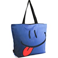 ICOLOR Blue Smiling Face Gym Bag Tote Bags Shoulder Bag Beach Bag with Zipper for Men Women,Reusable Gym Picnic Travel…
