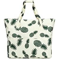 Large Beach Tote Bag Women Waterproof Sandproof Zipper Beach Tote Bag for Pool Gym Grocery Travel with Wet Pocket
