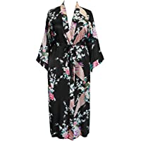 Applesauce - 838 - Plus Size Women's Satin Kimono Long Robe - Floral (One-Size fits Most US 1X 2X 3X)