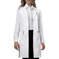VOGRYE Professional Lab Coat for Women Men Long Sleeve, White, Unisex