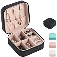 Portable Jewelry Travel Box , PU Leather Small Travel Jewelry Organizer, Portable Jewelry Case for Ring, Pendant…