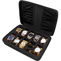 10 Slots Watch Box Organizer/Men Watch Display Storage Case Fits All Wristwatches and Smart Watches up to 42mm with…
