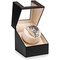 Efaithtek Automatic Single Watch Winder In Black Carbon Fiber Leather with Japanese Mabuchi Quiet Motor，AC Adapter or…