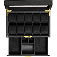 ROTHWELL 10 Slot Leather Watch Box with Valet Drawer - Luxury Watch Case Display Organizer, Ultra Soft Microsuede Liner…