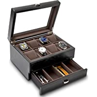 TAWBURY Watch Storage Case for Men – 8 Watch Box for Large Watches | Mens Watch Case Black | Watch Boxes for Men | Men…