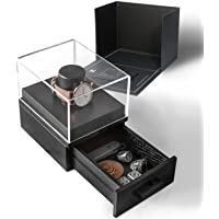 Single Watch Cases For Men - Watch Box Holder For Men With Black Finish - Watch Display Case Nightstand Organizer Watch…