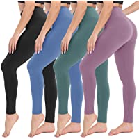 CAMPSNAIL 4 Pack High Waisted Leggings for Women- Soft Tummy Control Slimming Yoga Pants for Workout Running Reg & Plus…