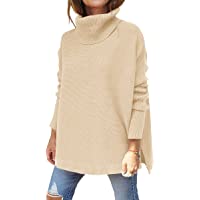 LILLUSORY Women's Turtleneck Oversized Sweaters 2021 Fall Long Batwing Sleeve Spilt Hem Tunic Pullover Sweater Knit Tops