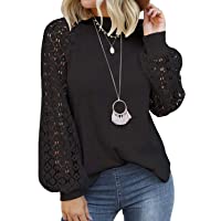 MIHOLL Women’s Long Sleeve Tops Lace Casual Loose Blouses T Shirts