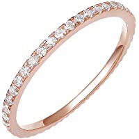 PAVOI 14K Gold Plated Sterling Silver CZ Simulated Diamond Stackable Ring Eternity Bands for Women