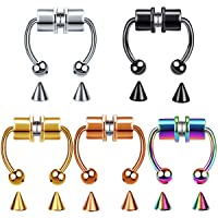 EaSygnal Magnetic Septum Nose Ring Horseshoe Stainless Steel Faux Fake Nose Septum Rings Non-Pierced Clip On Nose Hoop…