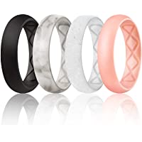 Egnaro Inner Arc Ergonomic Breathable Design, Silicone Rings for Women with Half Sizes, Women's Silicone Wedding Band，5…
