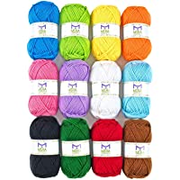 Acrylic Yarn Skeins Large 1.76 Ounce(50g) Each – 12 Multicolor Knitting and Crochet Yarn Bulk – Starter Kit for Colorful…
