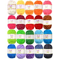 20 Acrylic Yarn Skeins - 438 Yards Multicolored Yarn in Total – Great Crochet and Knitting Starter Kit for Colorful…