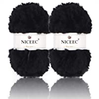 NICEEC 2 Skeins Super Soft Fur Yarn Chunky Fluffy Faux Fur Yarn Eyelash Yarn for Crochet Knit-Total Length 2×32m(2×35yds…