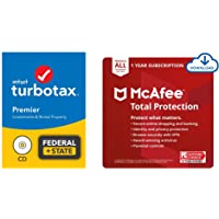TurboTax Premier 2021 Tax Software | Federal and State [PC/Mac Disc] | PLUS McAfee Total Protection | Unlimited Devices…