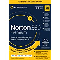 Norton 360 Premium 2022 Antivirus software for 10 Devices with Auto Renewal - Includes VPN, PC Cloud Backup & Dark Web…