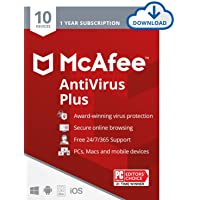 McAfee AntiVirus Protection Plus 2022 | 10 Device | Internet Security Software, 1 Year - Download Code