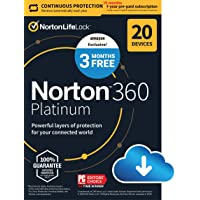 Norton 360 Platinum 2022 Antivirus software for 20 Devices with Auto Renewal - 3 Months FREE - Includes VPN, PC Cloud…