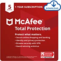 McAfee Total Protection 2022 | 5 Device | Antivirus Internet Security Software | VPN, Password Manager & Dark Web…