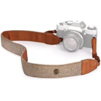 TARION Camera Shoulder Neck Strap Vintage Belt for All DSLR Camera Nikon Canon Sony Pentax Classic White and Brown Weave