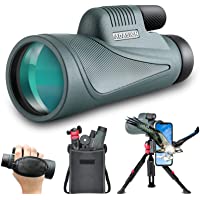 12x56 HD Monocular Telescope with Smartphone Adapter, Upgraded Tripod, Hand Strap - High Power Monocular with Clear Low…