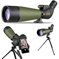 Gosky Updated 20-60x80 Spotting Scope with Tripod and Carrying Bag and Smartphone Adapter - BAK4 Angled Telescope…