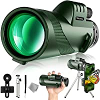 Pankoo 40X60 Monocular Telescope with Smartphone Holder & Tripod, 2021 Power Prism Compact Monoculars for Adults Kids HD…