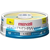 Maxell 635117 Rewritable Recording Format 4.7Gb DVD-RW Disc Playback on DVD Drive or Player and Archive High Capacity…