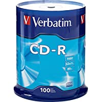 Verbatim CD-R Blank Discs 700MB 80 Minutes 52X Recordable Disc for Data and Music - 100pk Spindle