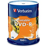 Verbatim DVD-R 4.7GB 16X White Inkjet Printable - 100pk Spindle, 100-Disc (95153)
