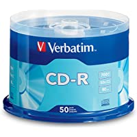 Verbatim CD-R Blank Discs 700MB 80 Minutes 52x Recordable Disc for Data and Music - 50 Pack Spindle