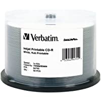 Verbatim CD-R 700MB 52X DataLifePlus White Inkjet Printable, Hub Printable - 50pk Spindle - 94755