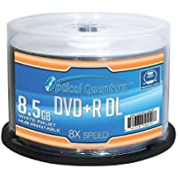 Optical Quantum OQDPRDL08WIP-H 8 X 8.5GB DVD+R DL White Inkjet Printable Double Layer Recordable Blank Media , 50-Disc…