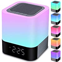 Night Lights Bluetooth Speaker, Alarm Clock Bluetooth Speaker Touch Sensor Bedside Lamp Dimmable Multi-Color Changing…