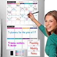 STYLIO Dry Erase Calendar Whiteboard. Set of 3 Magnetic Calendars for Refrigerator: Monthly, Weekly Organizer & Daily…