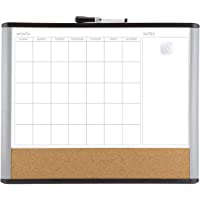 U Brands Magnetic Dry Erase 3-in-1 Calendar Board, 16 x 20 Inches, MOD Black/ Gray Frame, Magnet and Marker Included…