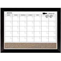 Quartet Combination Magnetic Whiteboard Calendar & Corkboard, 17" x 23" Combo Dry Erase White Board & Cork Bulletin…