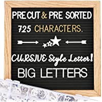 Felt Letter Board with Letters, 10x10 Inch Changeable Letter Boards + Pre Cut & Sorted 725 Letters, Cursive Style…