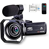 4K Camcorder Vlogging Camera for YouTube Ultra HD 4K 48MP Video Camera with Microphone & Remote Control WiFi Digital…