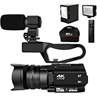 4K HD Newest Auto Focus Video Camera 48MP 60FPS 30X Digital Zoom Camera for YouTube with LED Fill Light Camcorder…