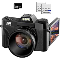 VETEK 4K Digital Camera, 48MP 16X Digital Zoom Flip Screen Autofocus Camcorder for Photography on YouTube, with Wide…