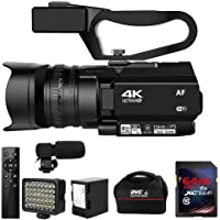 Video Camera 4K HD Auto Focus Camcorder 48MP 60FPS 30X Digital Zoom Camera for YouTube LED Function 4500mAh Battery with…