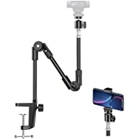Webcam Stand Camera Mount with Phone Holder, KDD 25 Inch Foldable Flexible Gooseneck Cell Phone Clamp & Table Projector…