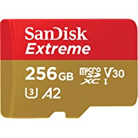 SanDisk 256GB Extreme microSDXC UHS-I Memory Card with Adapter - Up to 160MB/s, C10, U3, V30, 4K, A2, Micro SD - SDSQXA1…